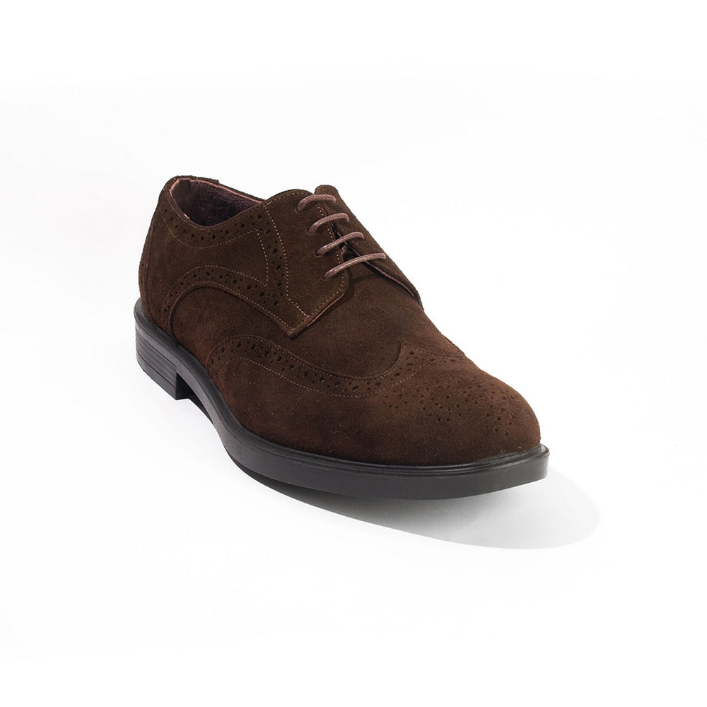 Suede Leather Wingtip Derby – Brown
