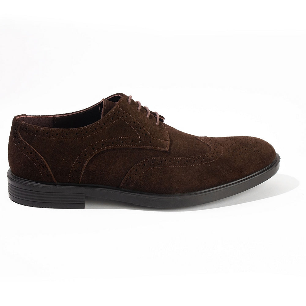 Suede Leather Wingtip Derby – Brown