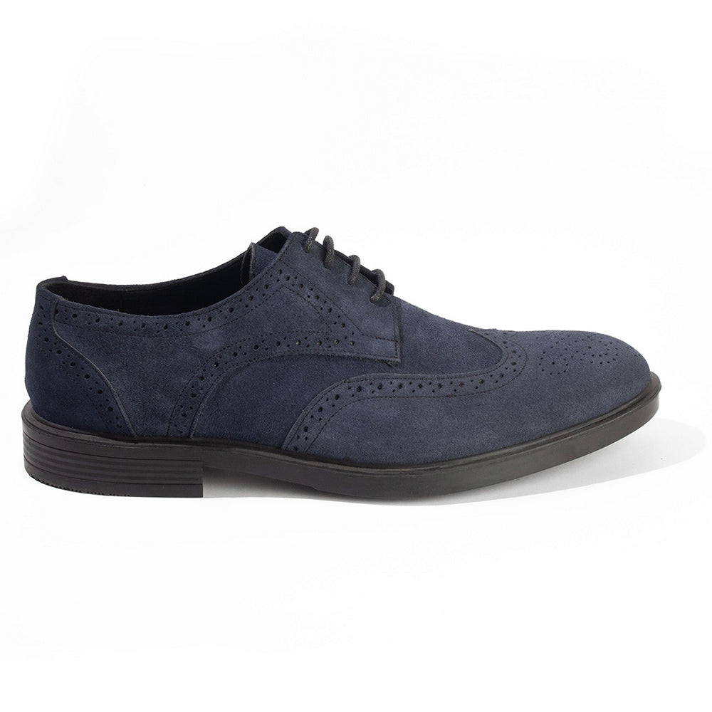 Suede Leather Wingtip Derby – Blue
