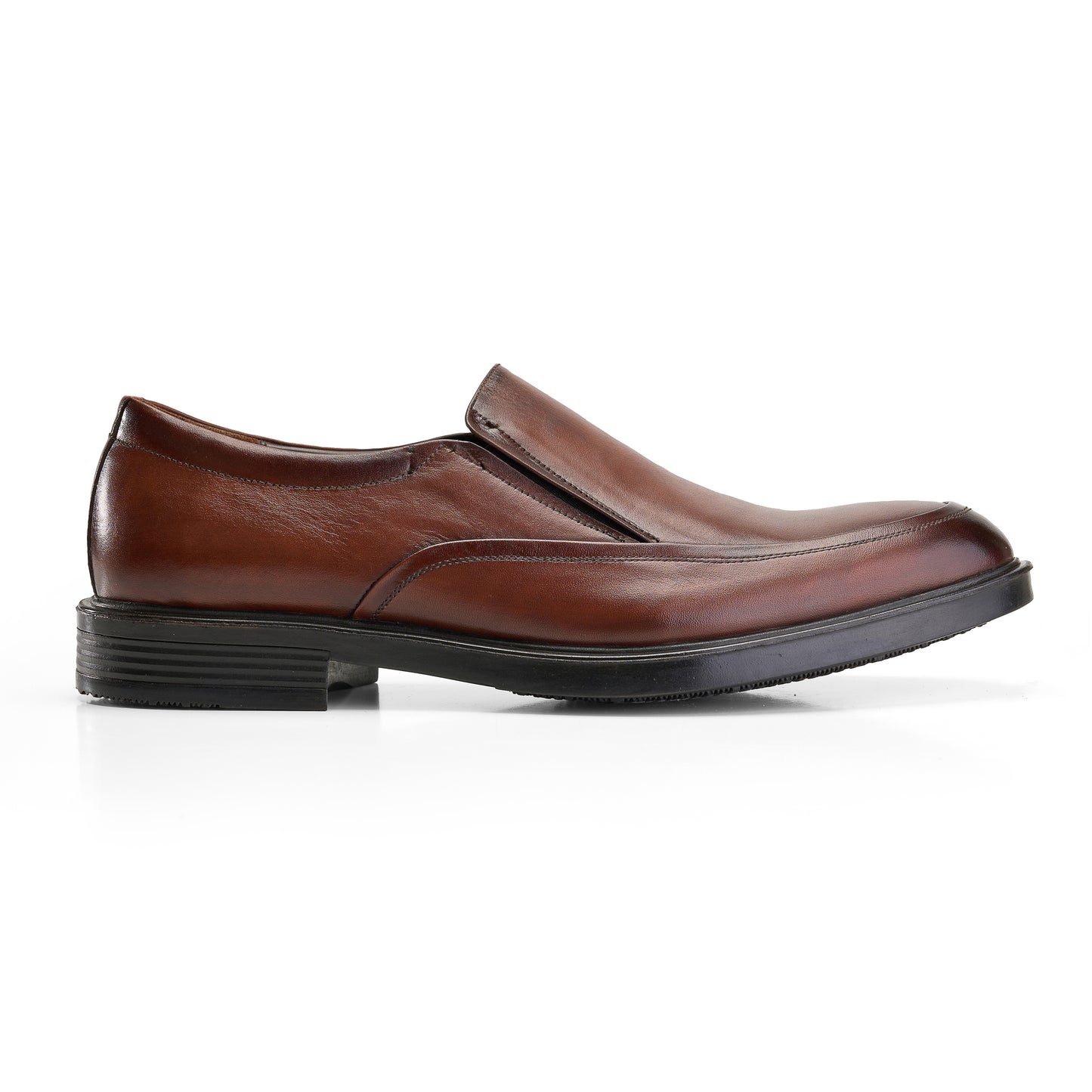 Genuine Leather Moc Toe Loafers - BROWN