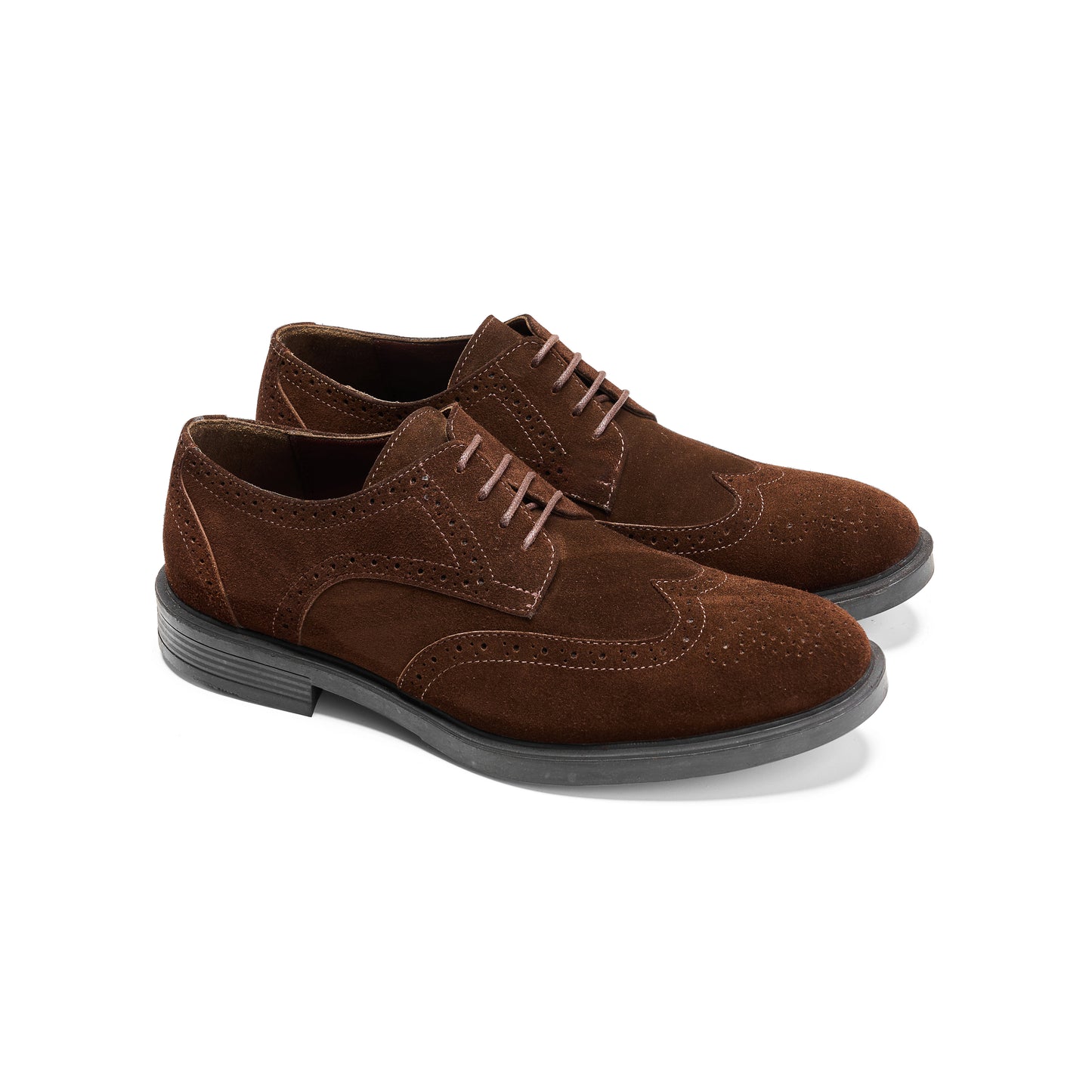 Suede Leather Wingtip Derby – Brown