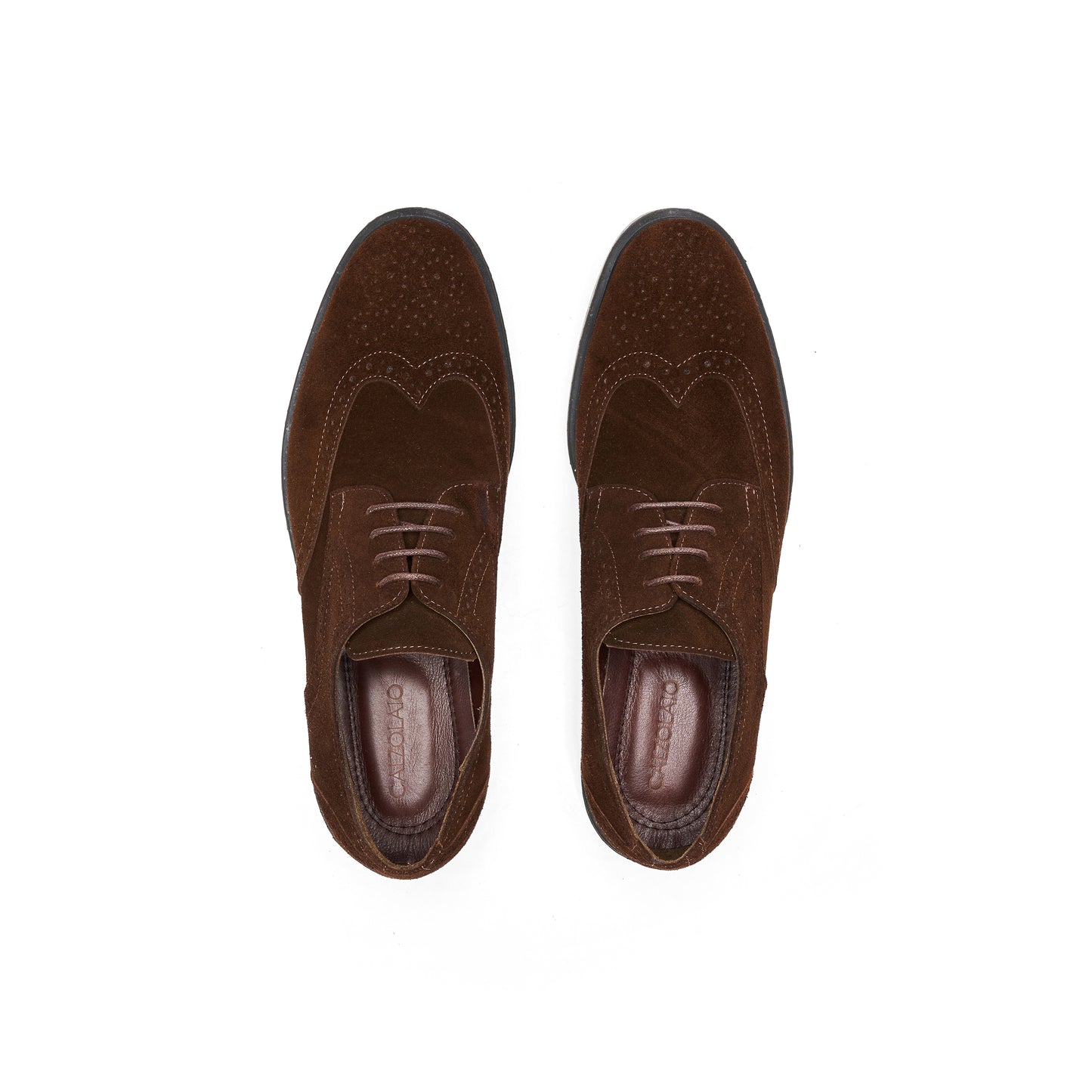 Suede Leather Wingtip Derby – Brown