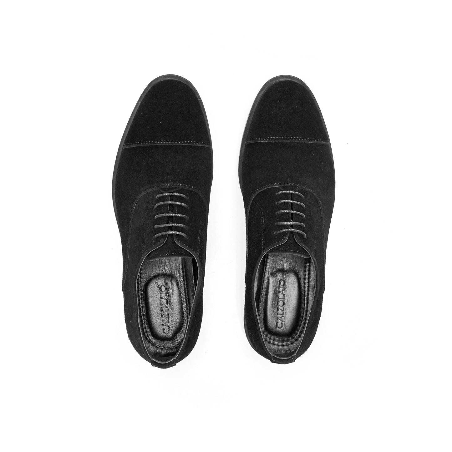 Suede Brogue Oxfords – Black