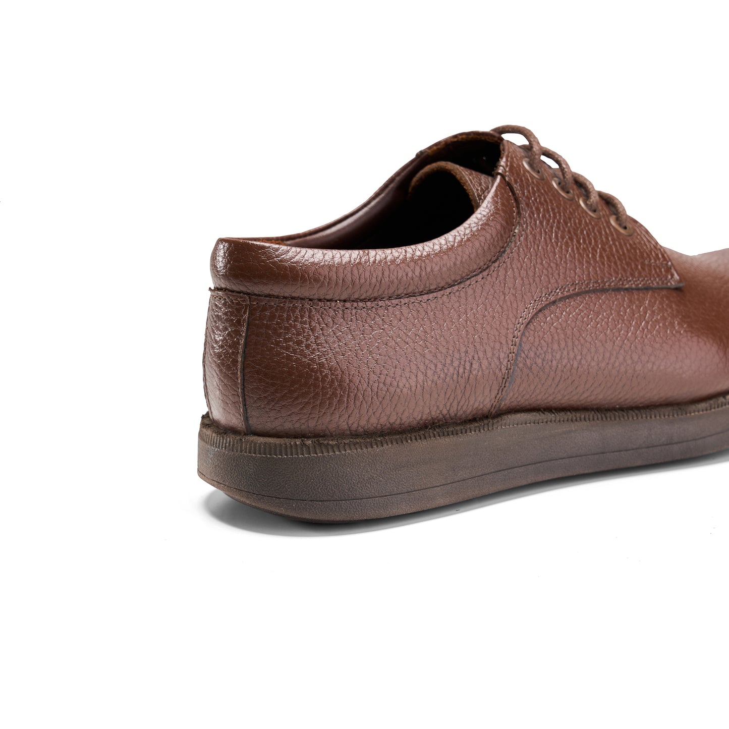 Brown Textured Leather Derby Shoes