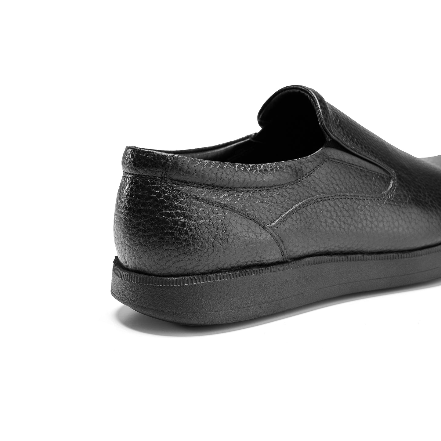 Black Textured Leather loafer Shoes