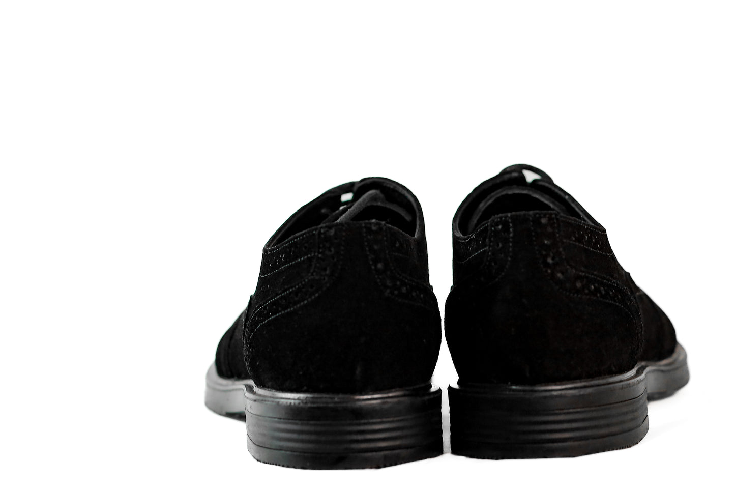 Suede Leather Wingtip Derby – Black