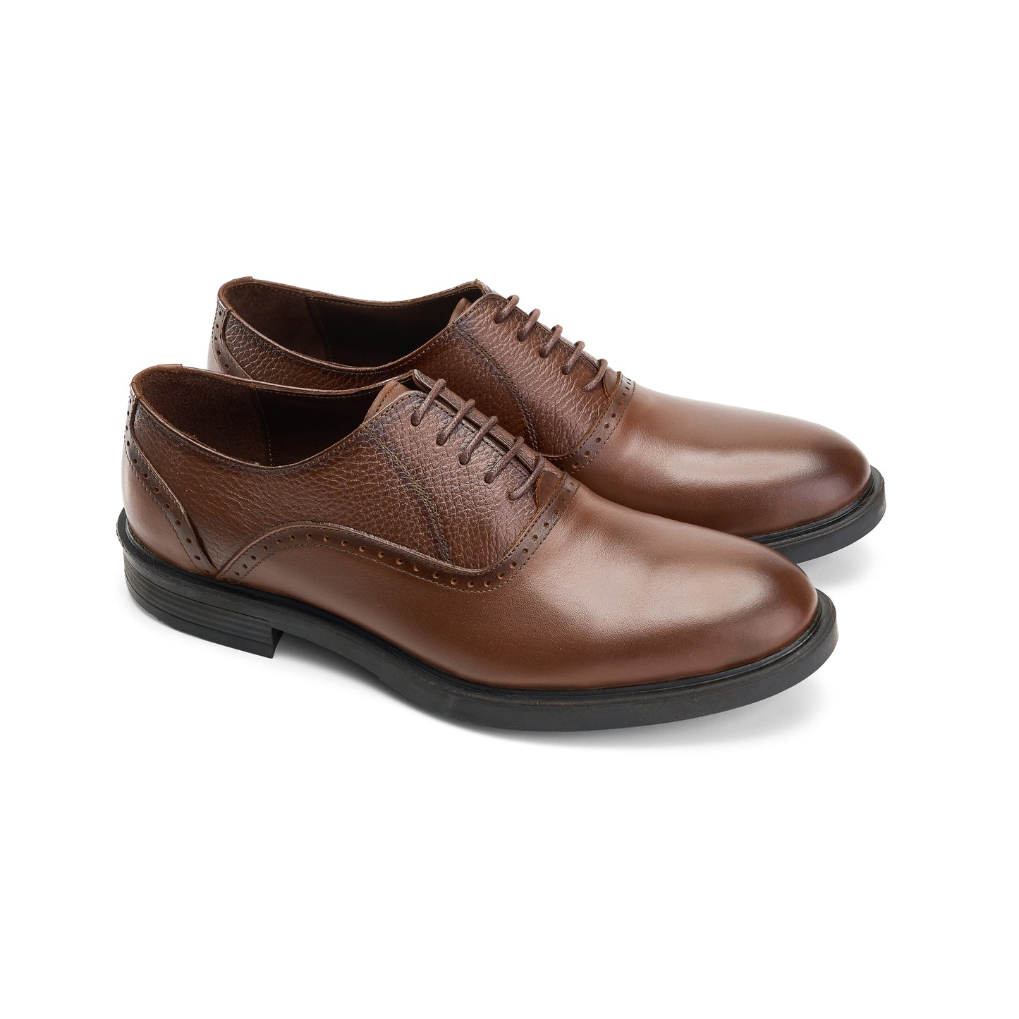 Grain Leather Brown Derby Shoes