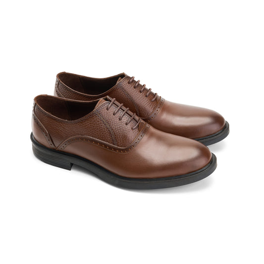 Grain Leather Brown Derby Shoes
