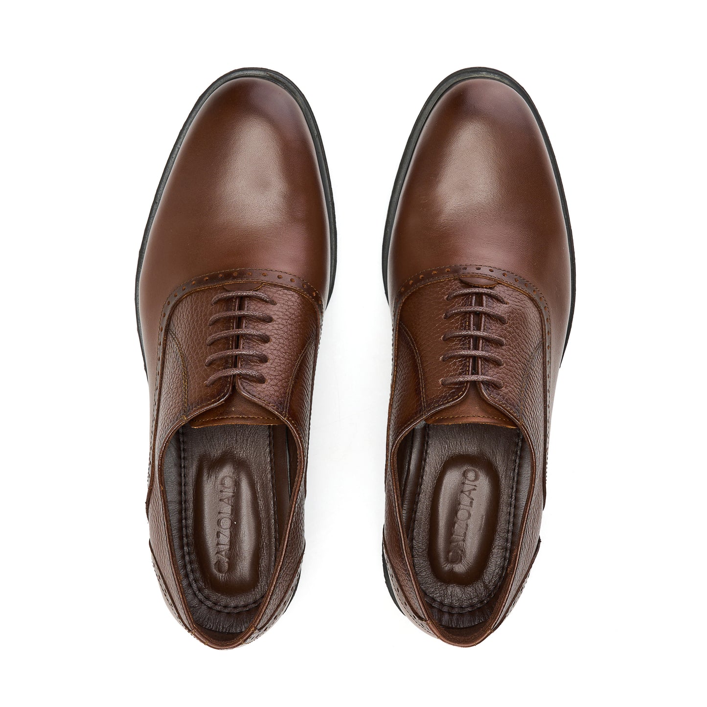 Grain Leather Brown Derby Shoes