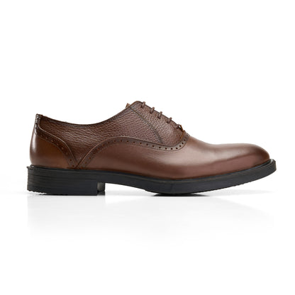 Grain Leather Brown Derby Shoes
