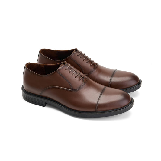 Genuine Brown Cap-Toe Derby Shoes