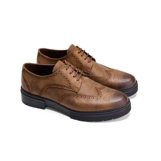 Textured Leather Brown Brogues