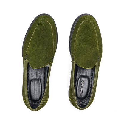 Suede Olive Green Loafers
