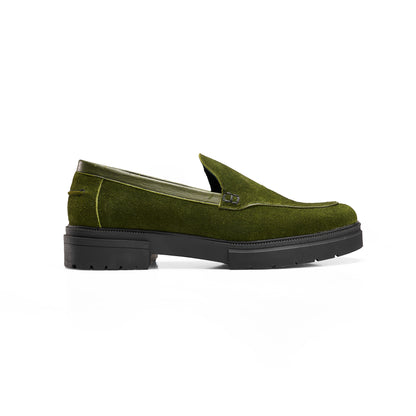Suede Olive Green Loafers