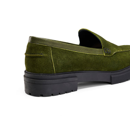 Suede Olive Green Loafers