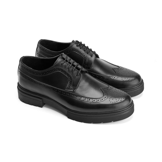 Premium Leather Black Wingtips