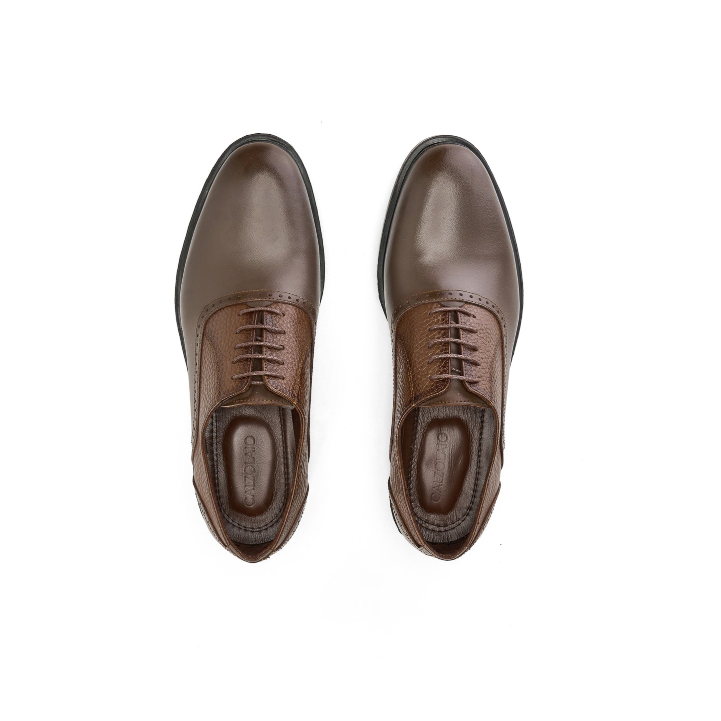 Textured Leather Brown Oxford Shoes