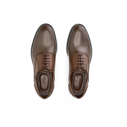 Textured Leather Brown Oxford Shoes