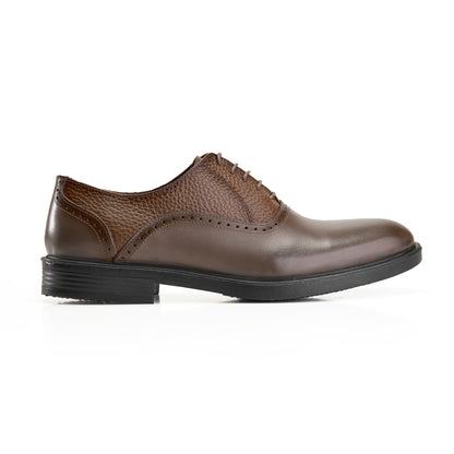 Textured Leather Brown Oxford Shoes