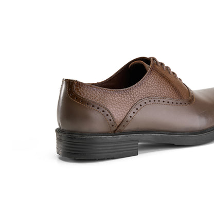 Textured Leather Brown Oxford Shoes