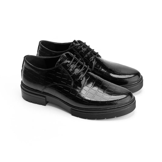Croco Leather Black Verne Derbies
