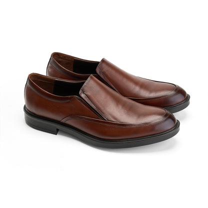 Genuine Leather Moc Toe Loafers - BROWN