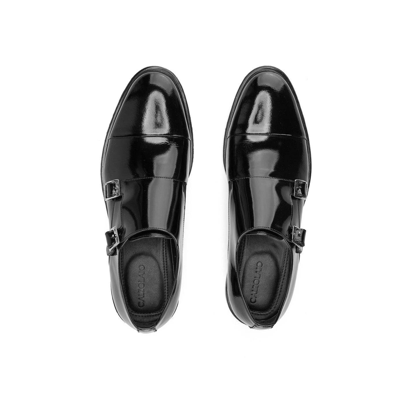 Verne Black Double Monk Shoes