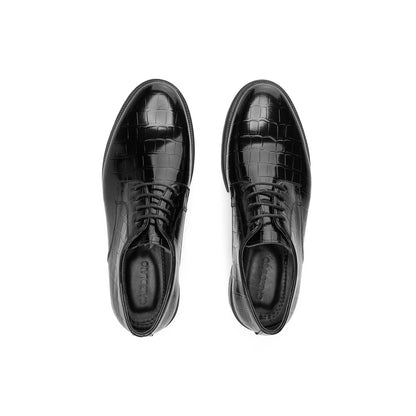 Croco Leather Black Verne Derbies