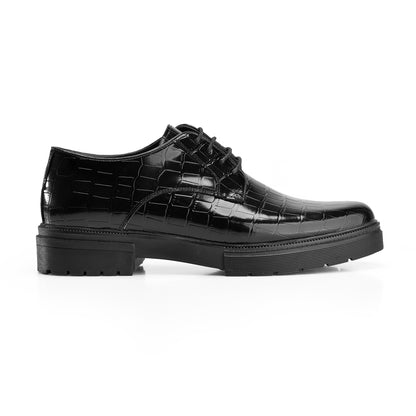 Croco Leather Black Verne Derbies
