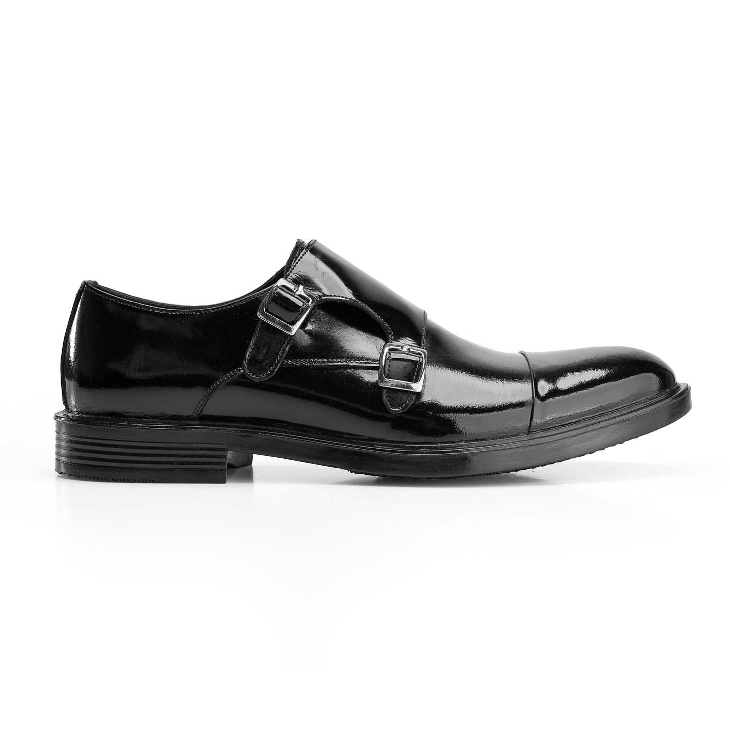 Verne Black Double Monk Shoes