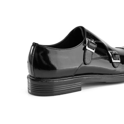 Verne Black Double Monk Shoes