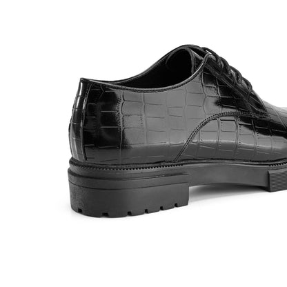 Croco Leather Black Verne Derbies