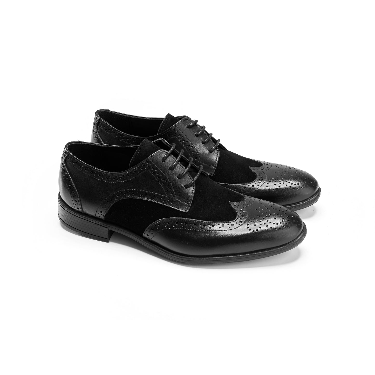 Suede & Leather Black Wingtip