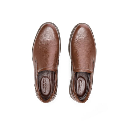 Textured Leather Brown Loafers