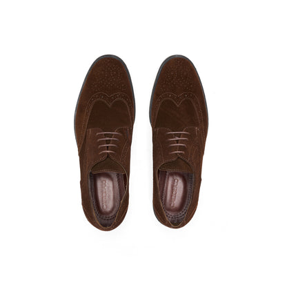 Suede Leather Wingtip Derby – Brown