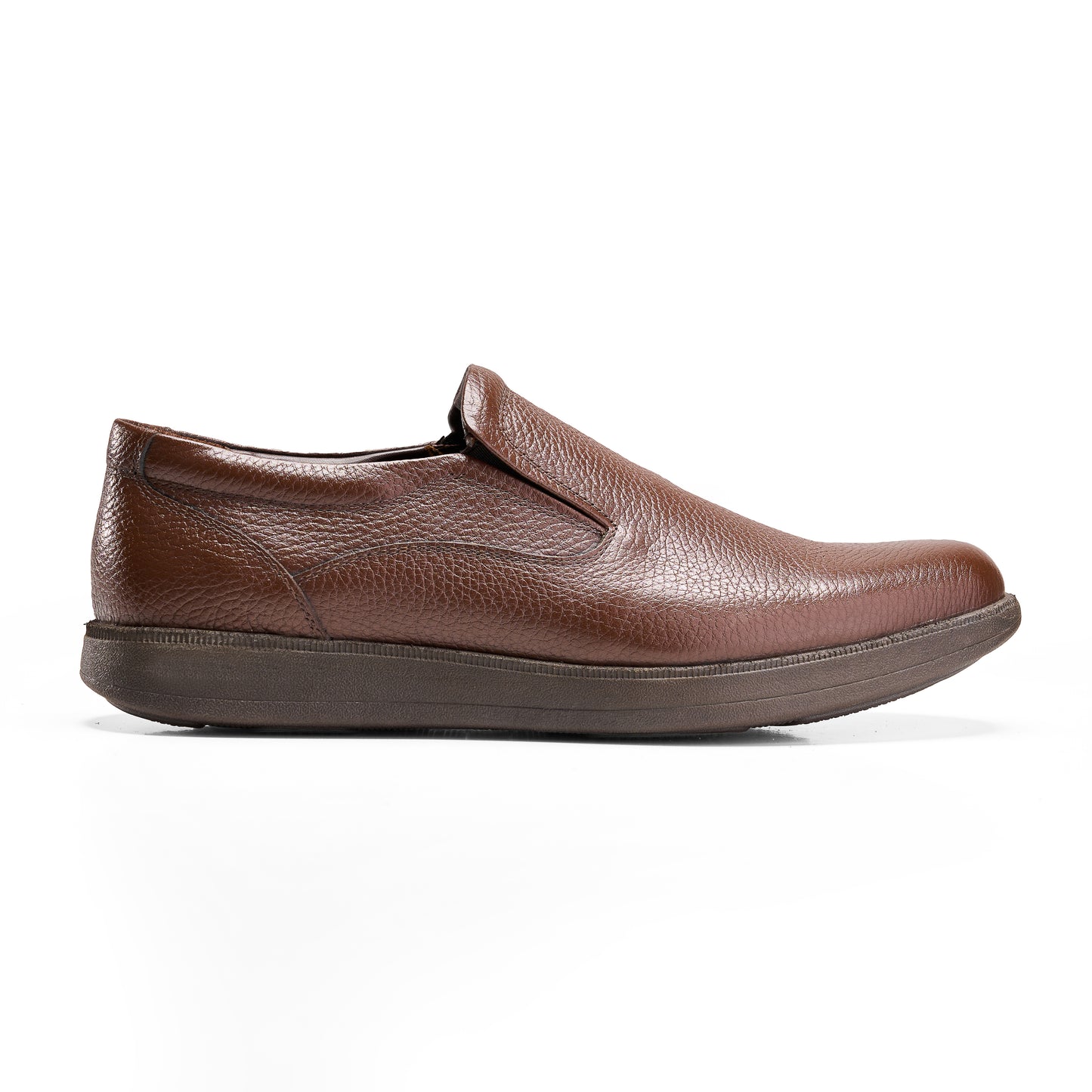 Textured Leather Brown Loafers