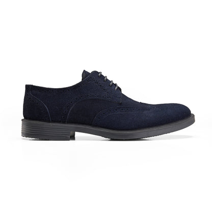 Suede Leather Wingtip Derby – Blue