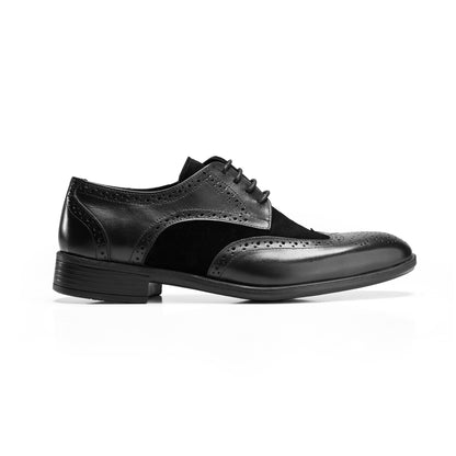Suede & Leather Black Wingtip