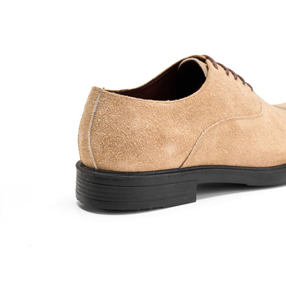 Suede Beige Cap-Toe Derbies