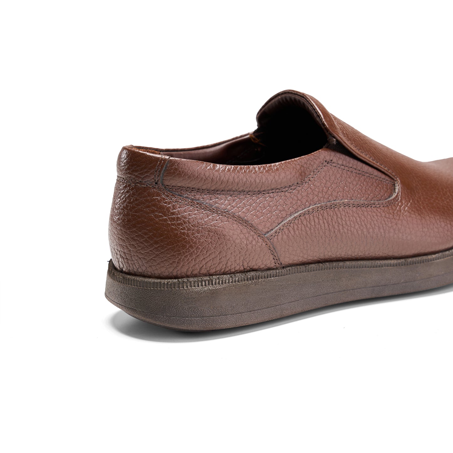 Textured Leather Brown Loafers
