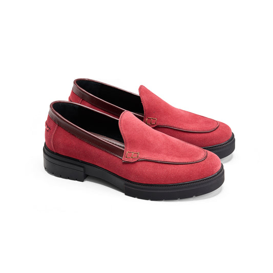 Suede Rose Red Loafers